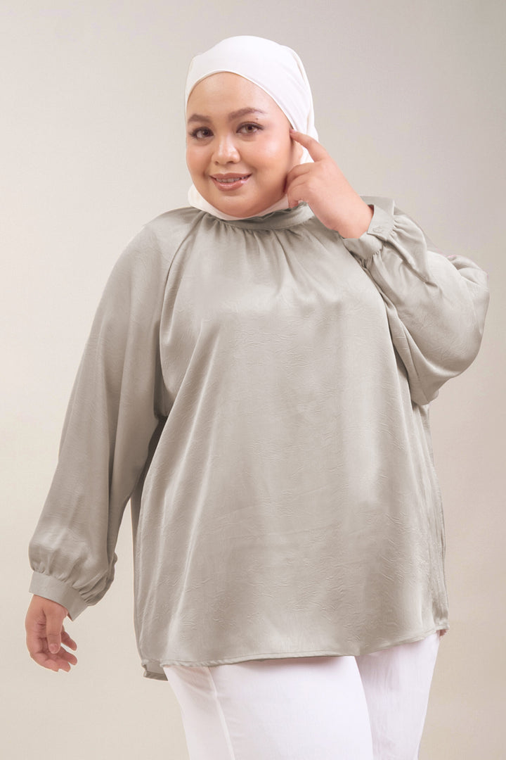 Noir Plus Size Satin Blouse Champagne