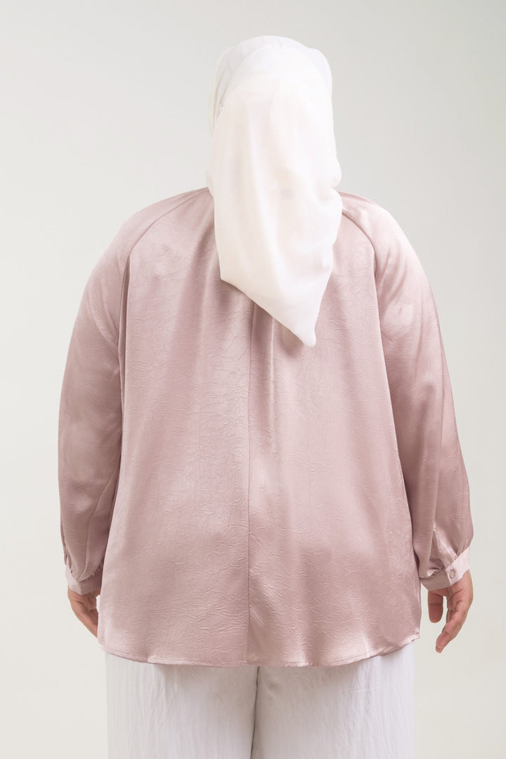 Noir Plus Size Satin Blouse Dusty Pink