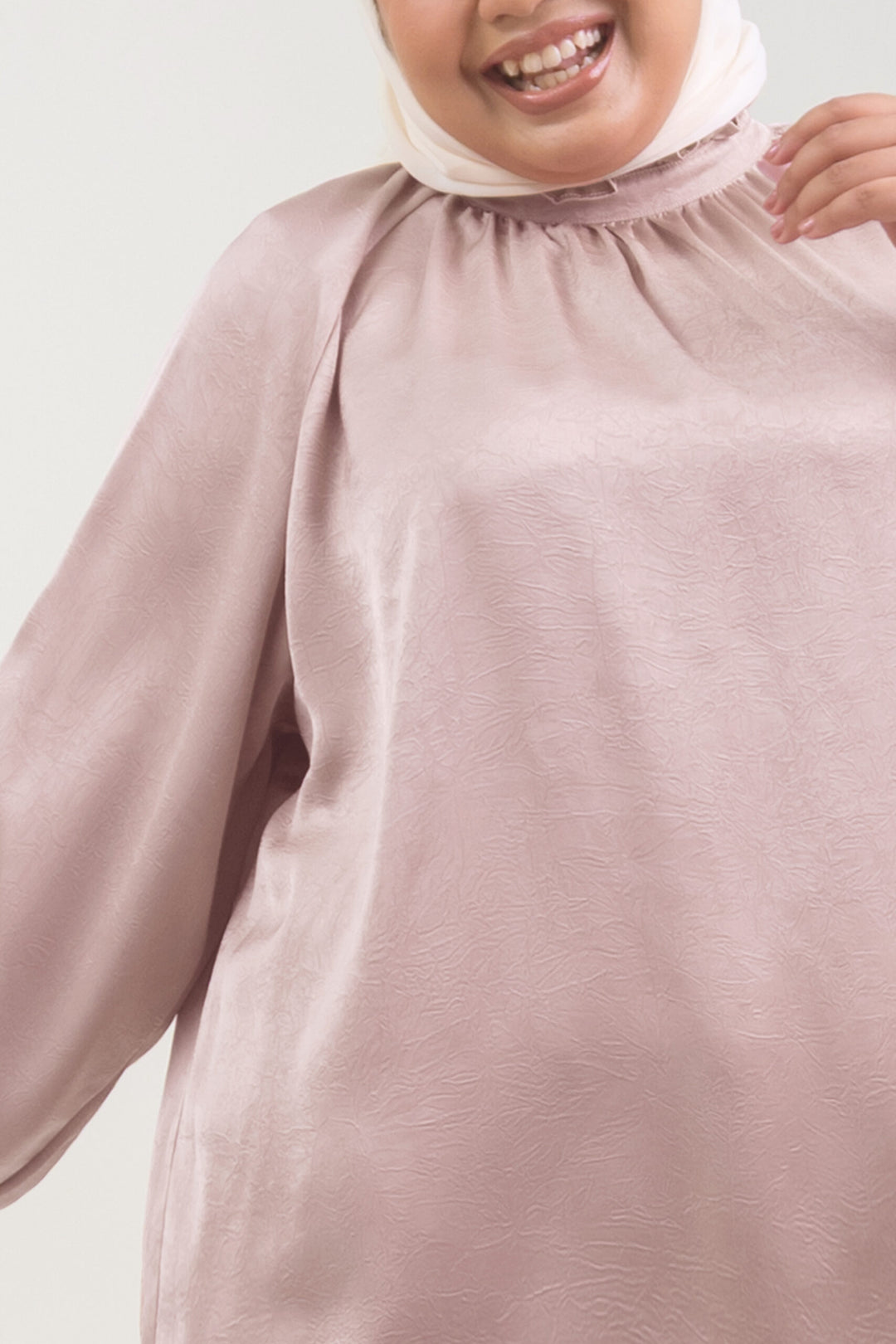 Noir Plus Size Satin Blouse Dusty Pink