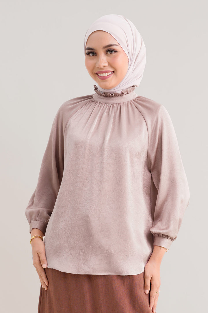 Noir Satin Blouse Dusty Pink