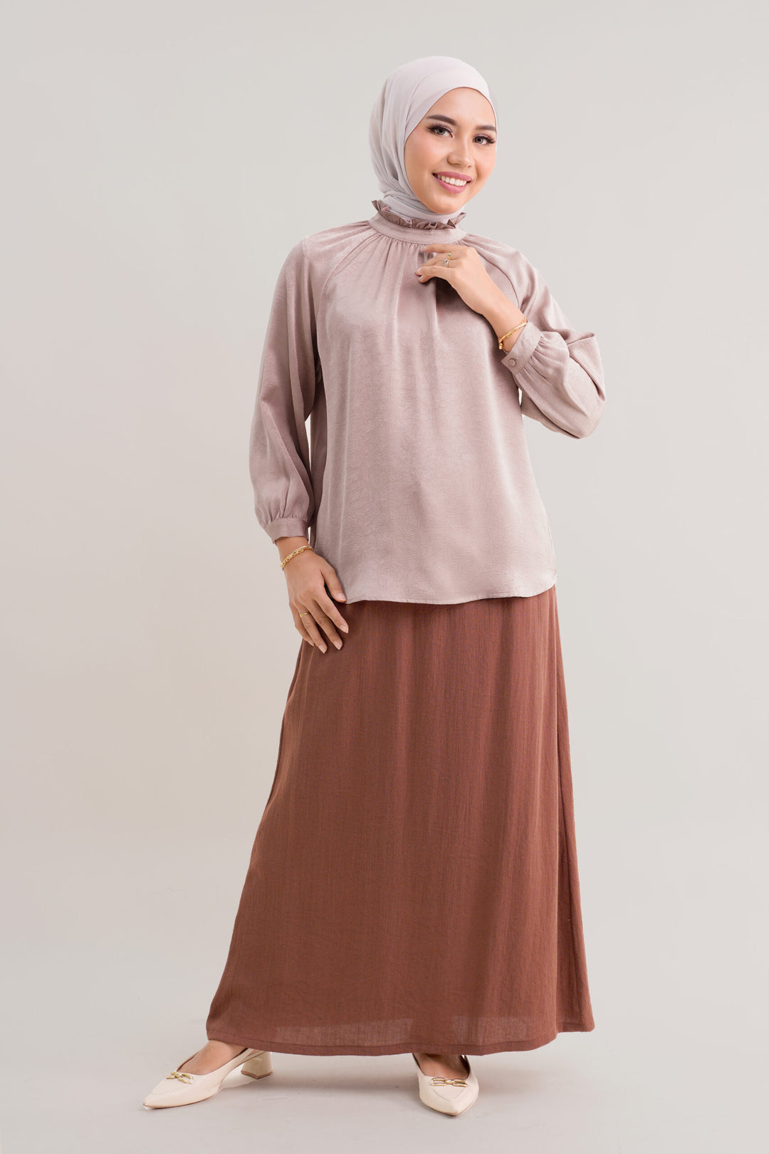 Noir Satin Blouse Dusty Pink