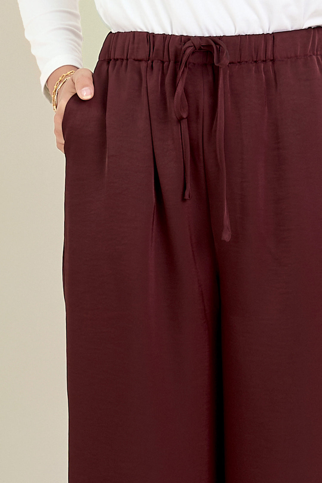 Stella Satin Pants Burgundy