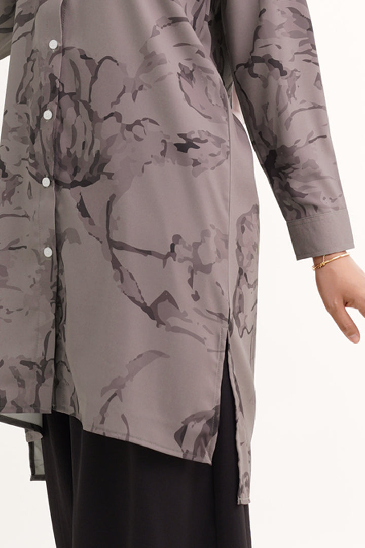 Chaca Printed Long Blouse Pastel Brown