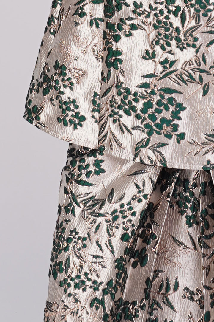 Peony Kids Kurung Brocade Green