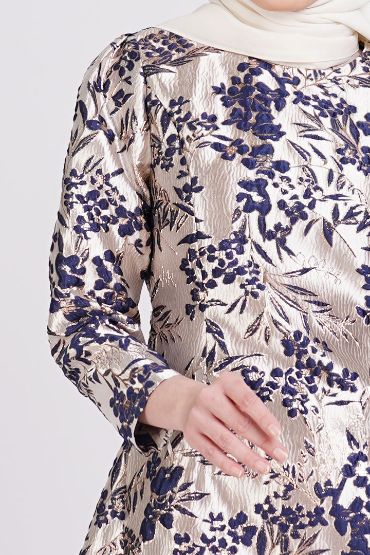 Peony Kids Kurung Brocade Navy