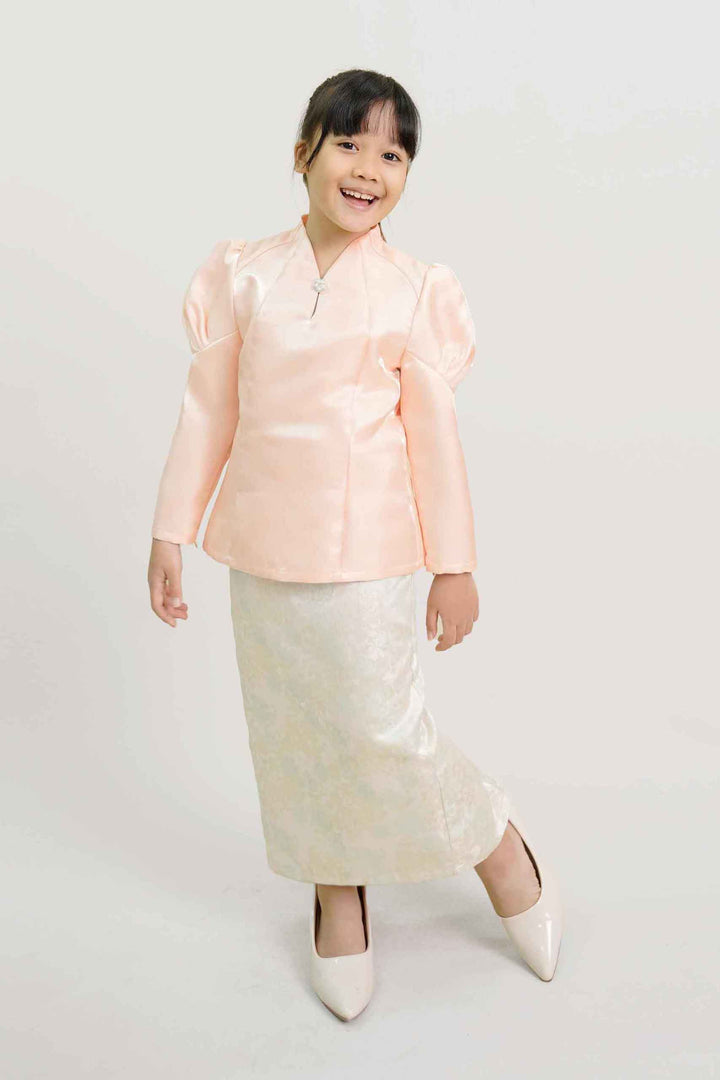 Zeeya Kids Kurung in Peach Pink
