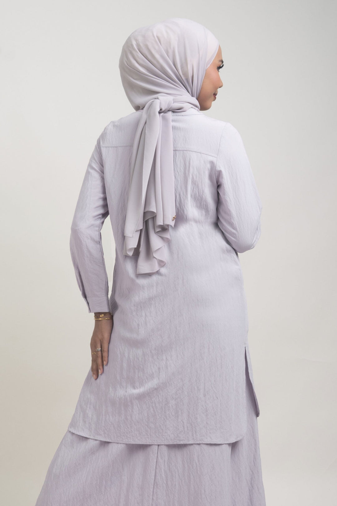 Lunara Cotton Long Blouse Pastel Purple