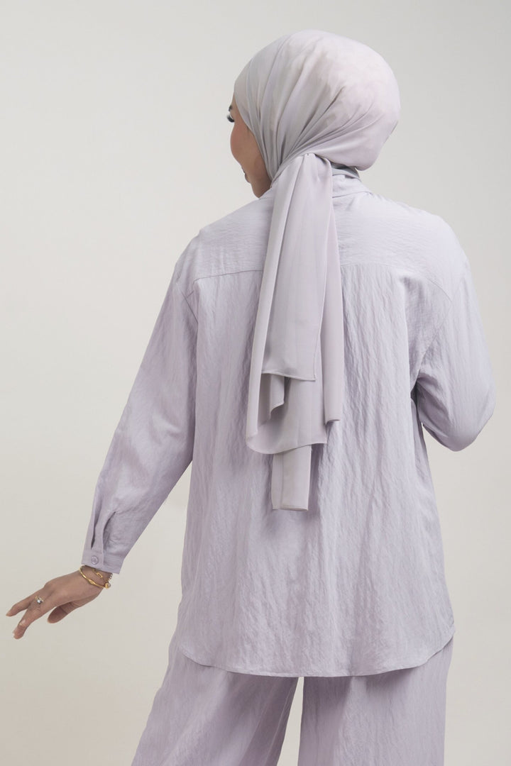 Lunara Embroidered Cotton Shirt Pastel Purple