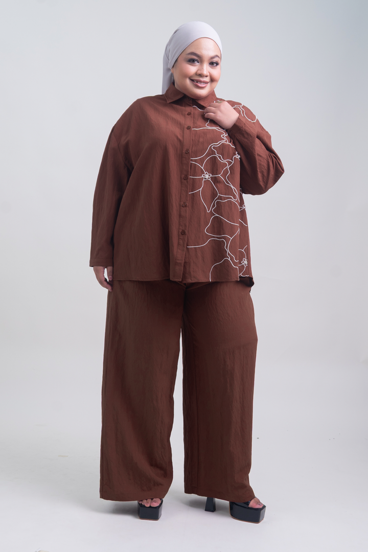Lunara Plus Size Cotton Pants Copper Brown