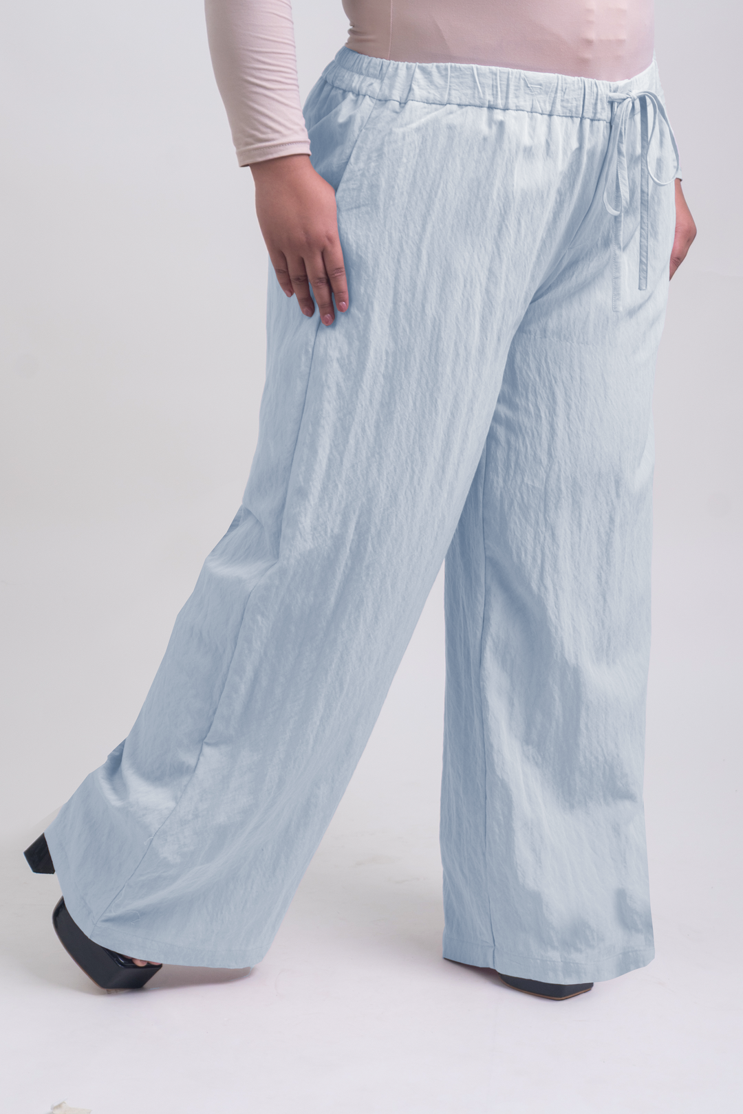Lunara Plus Size Cotton Pants Greyish Blue
