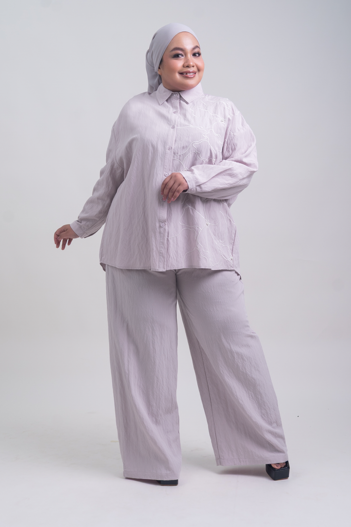 Lunara Plus Size Cotton Pants Pastel Purple