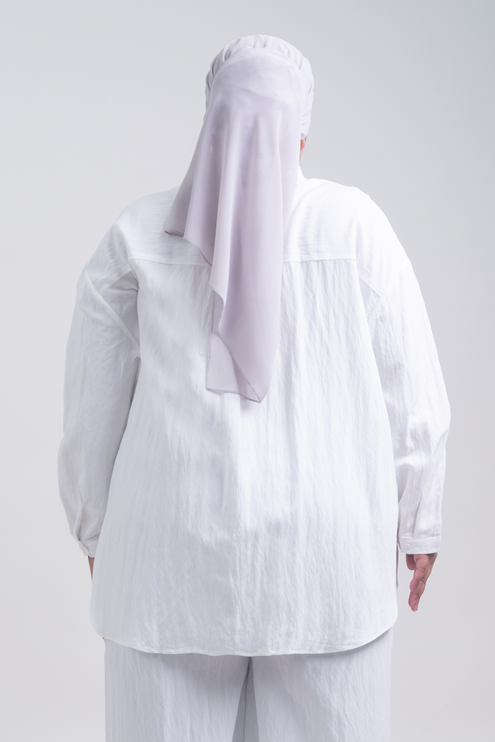 Lunara Plus Size Cotton Embroidered Shirt White