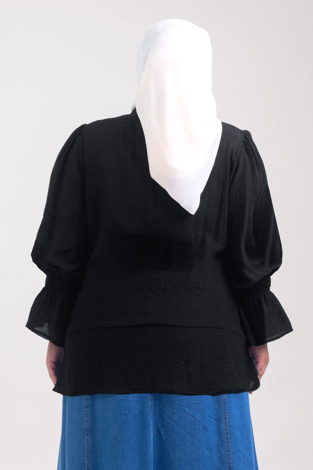 Qiena Plus Size Linen Blouse Black