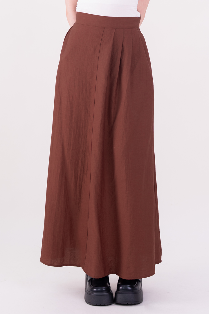 Sienna Semi-Pleated Skirt Red Bean