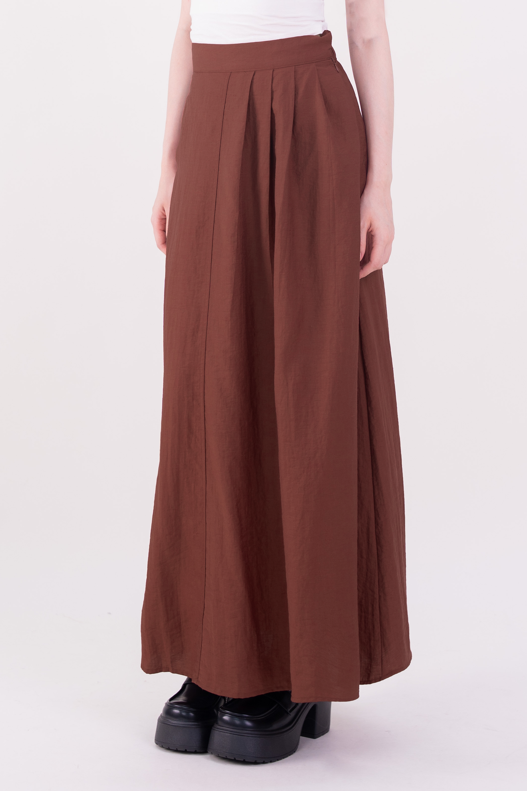 Sienna Semi-Pleated Skirt Red Bean