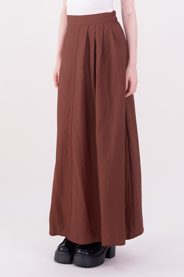 Sienna Semi-Pleated Skirt Red Bean