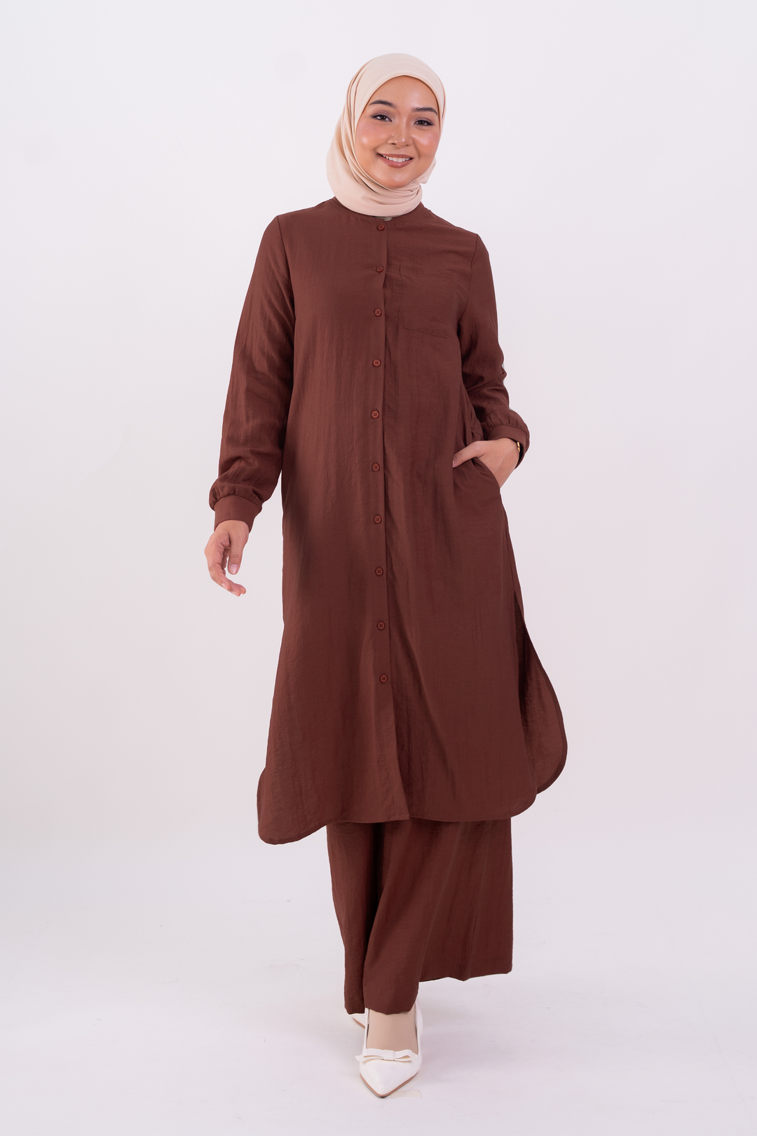 Sienna Long Blouse Red Bean