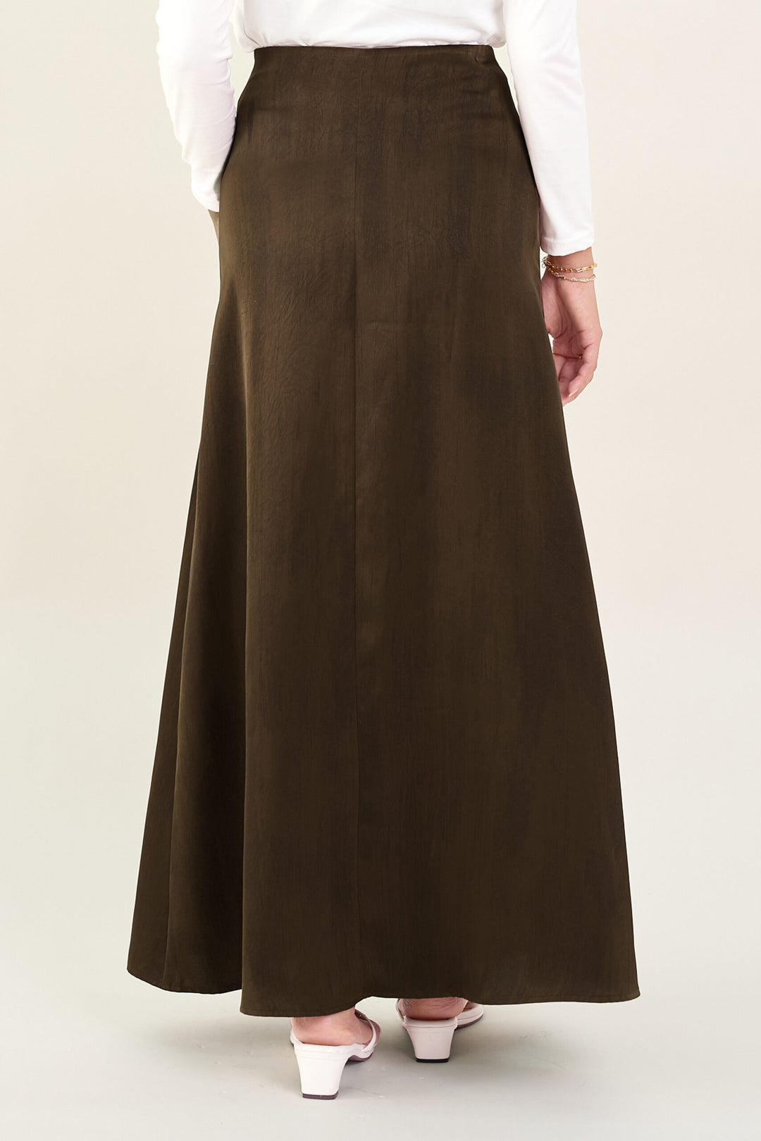 Renata Glitter Brushed Satin Skirt Brown