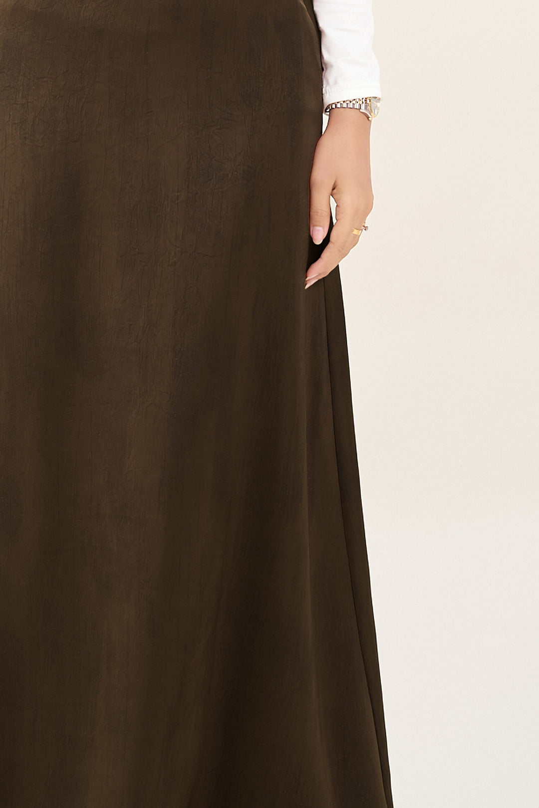 Renata Glitter Brushed Satin Skirt Brown