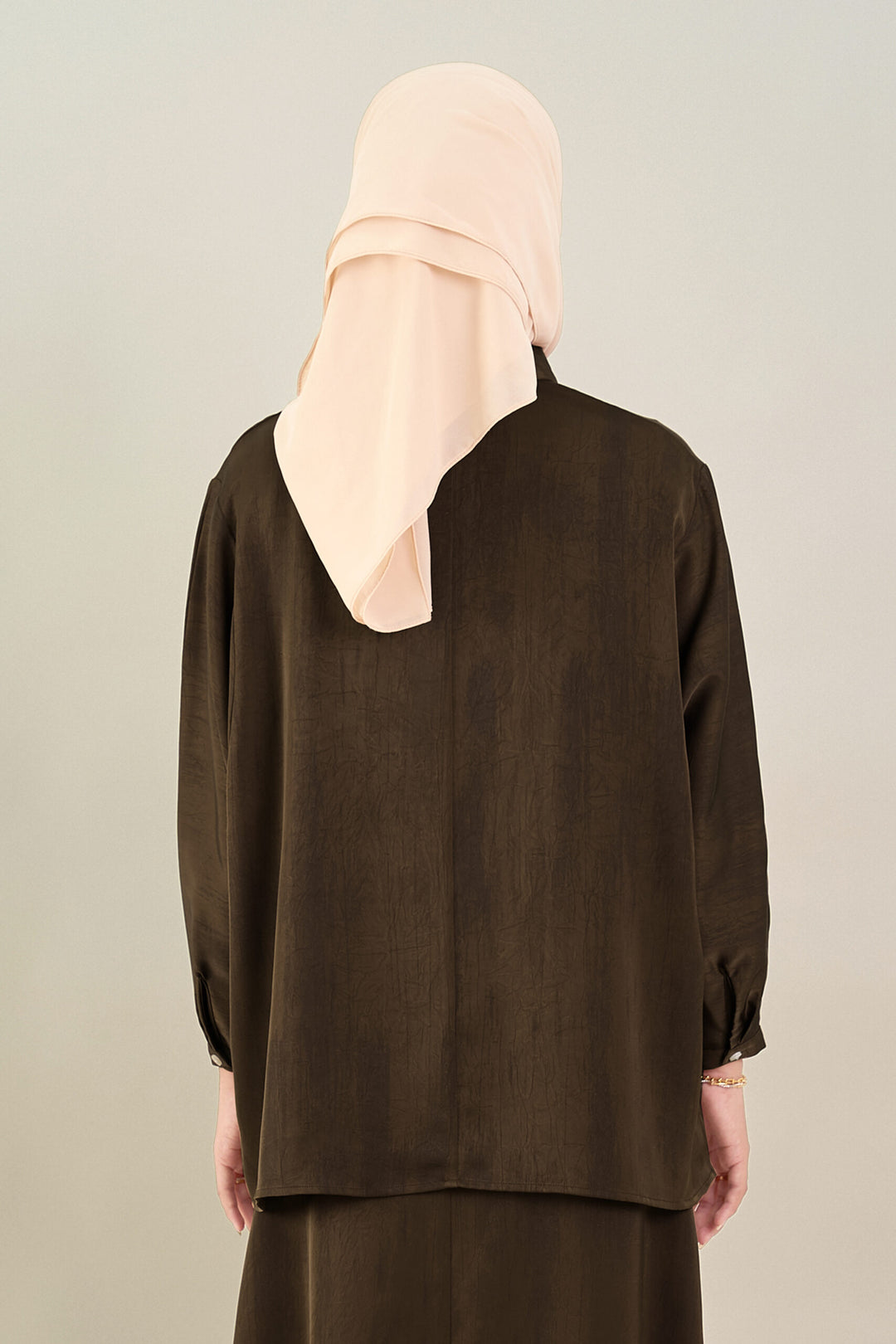 Renata Glitter Brushed Satin Shirt Brown