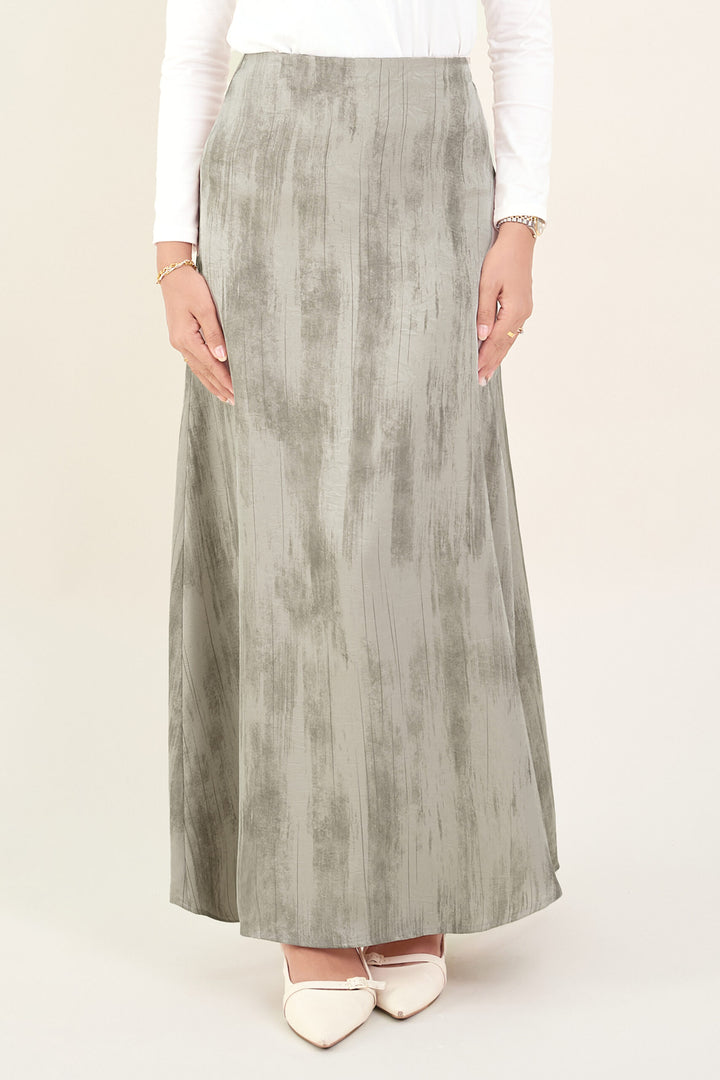 Renata Glitter Brushed Satin Skirt Champagne
