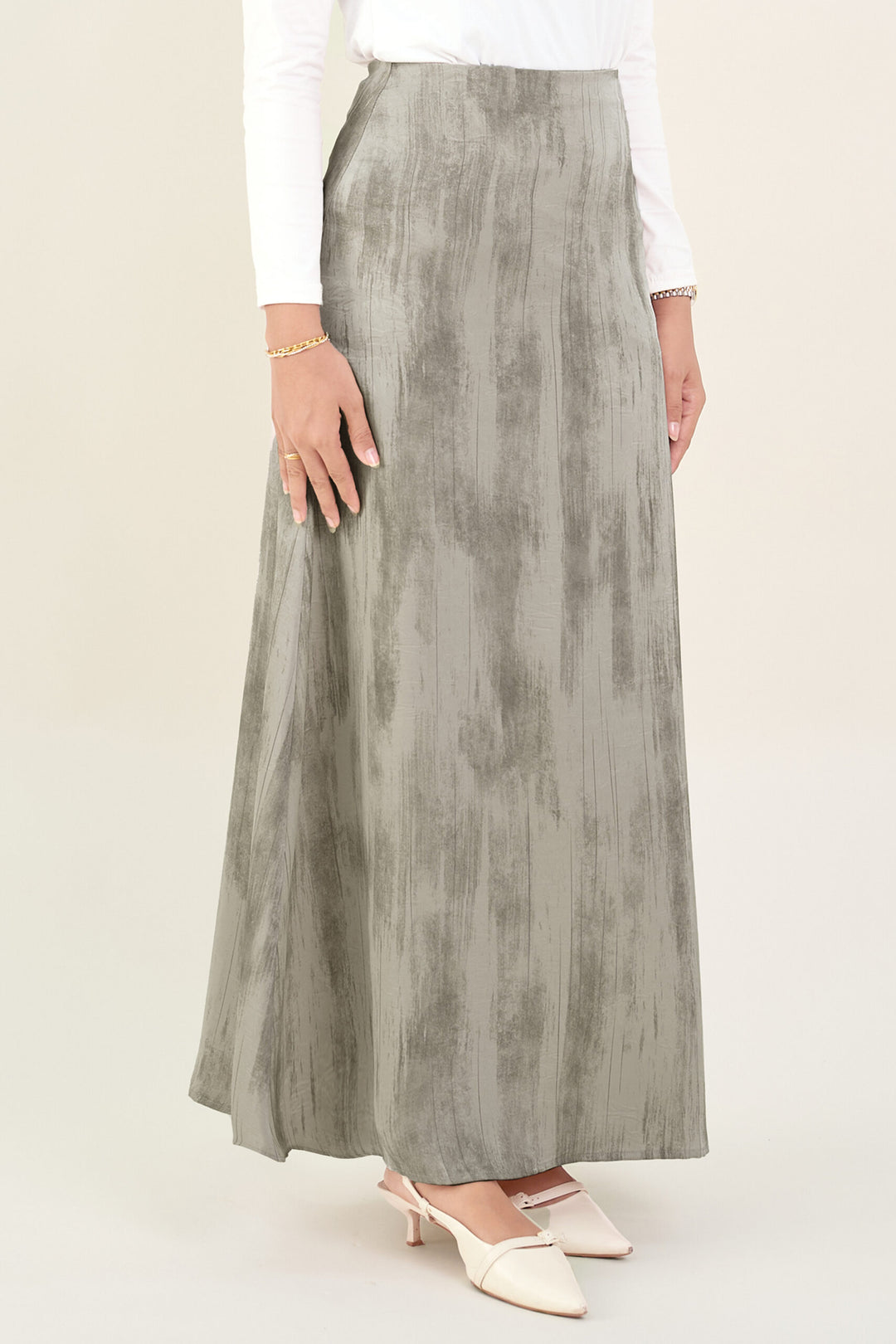 Renata Glitter Brushed Satin Skirt Champagne