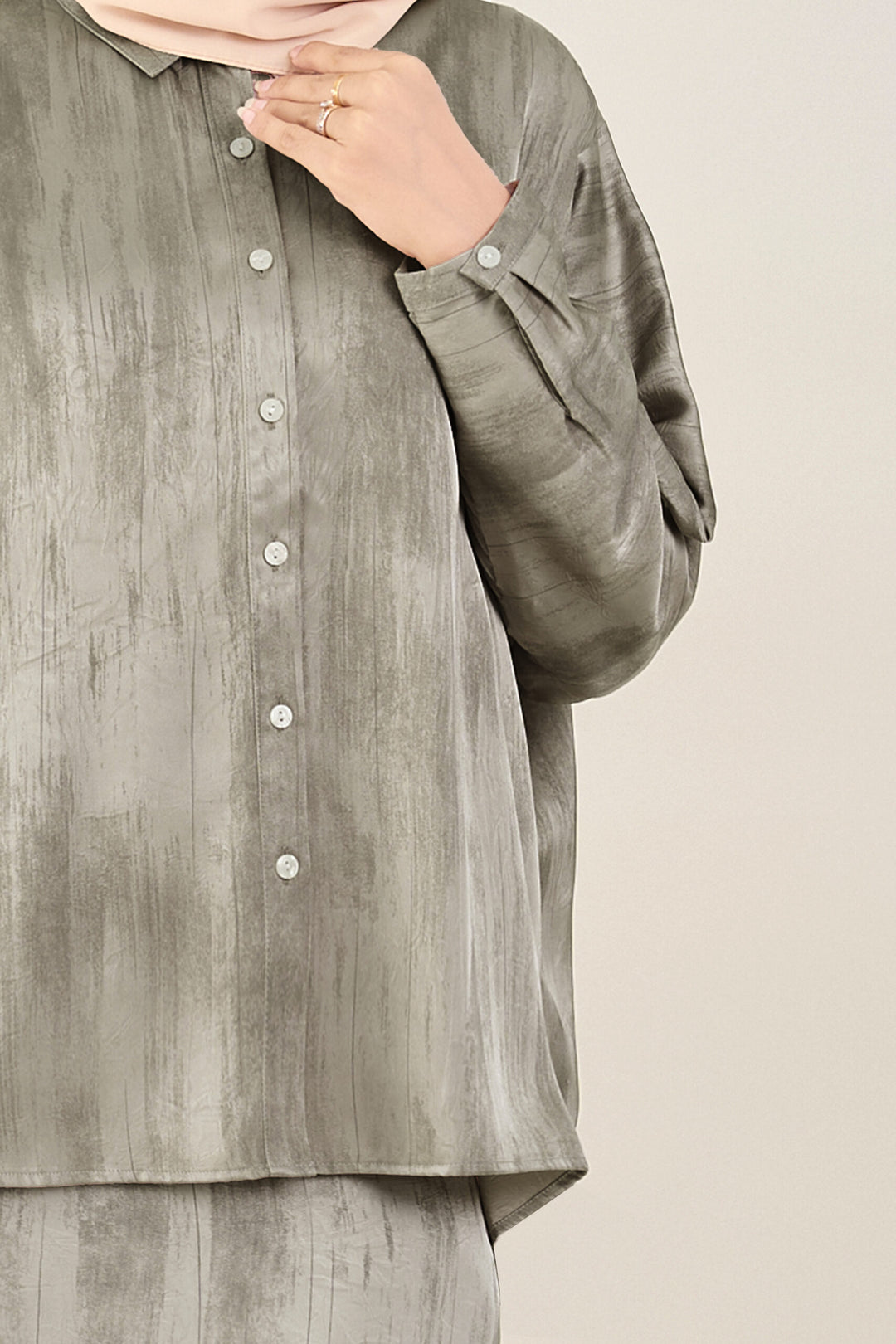 Renata Glitter Brushed Satin Shirt Champagne