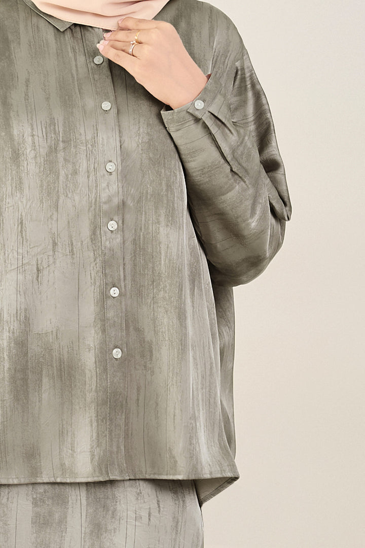 Renata Glitter Brushed Satin Shirt Champagne