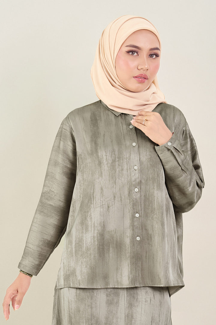 Renata Glitter Brushed Satin Shirt Champagne