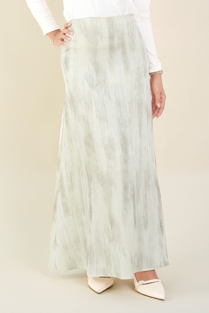 Renata Glitter Brushed Satin Skirt Ivory