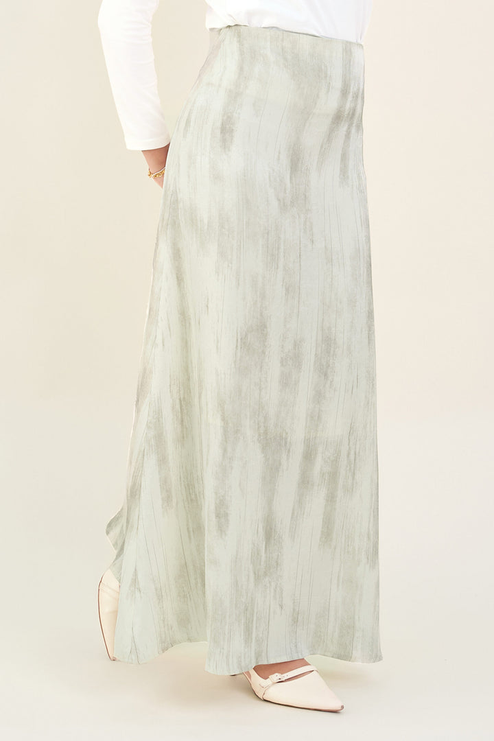 Renata Glitter Brushed Satin Skirt Ivory