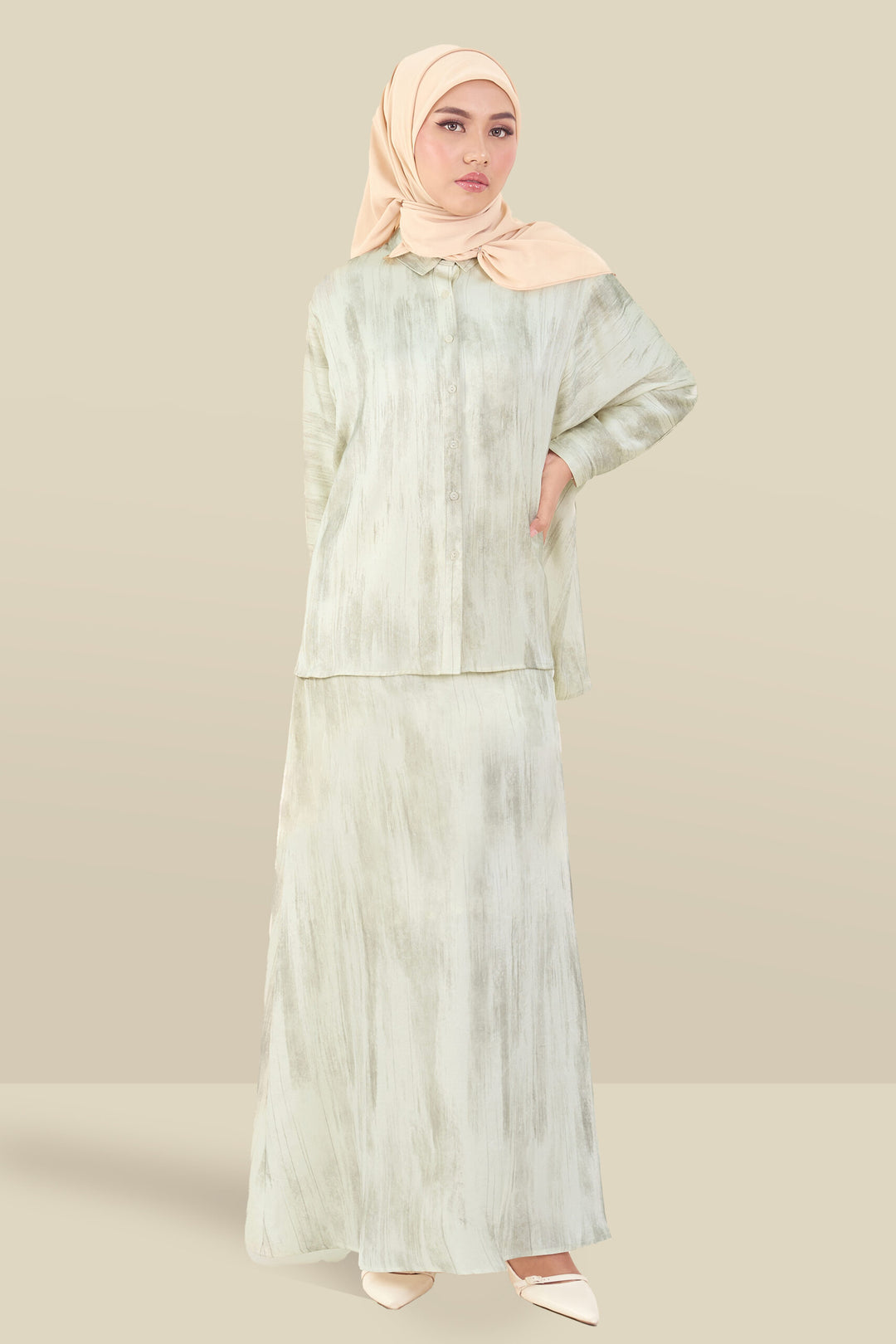 Renata Glitter Brushed Satin Skirt Ivory
