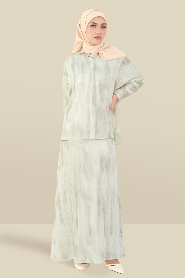 Renata Glitter Brushed Satin Skirt Ivory