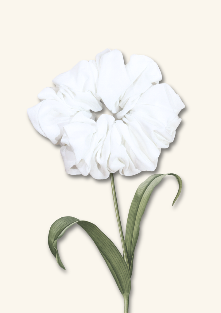 Plain Korean Chiffon Scrunchies White