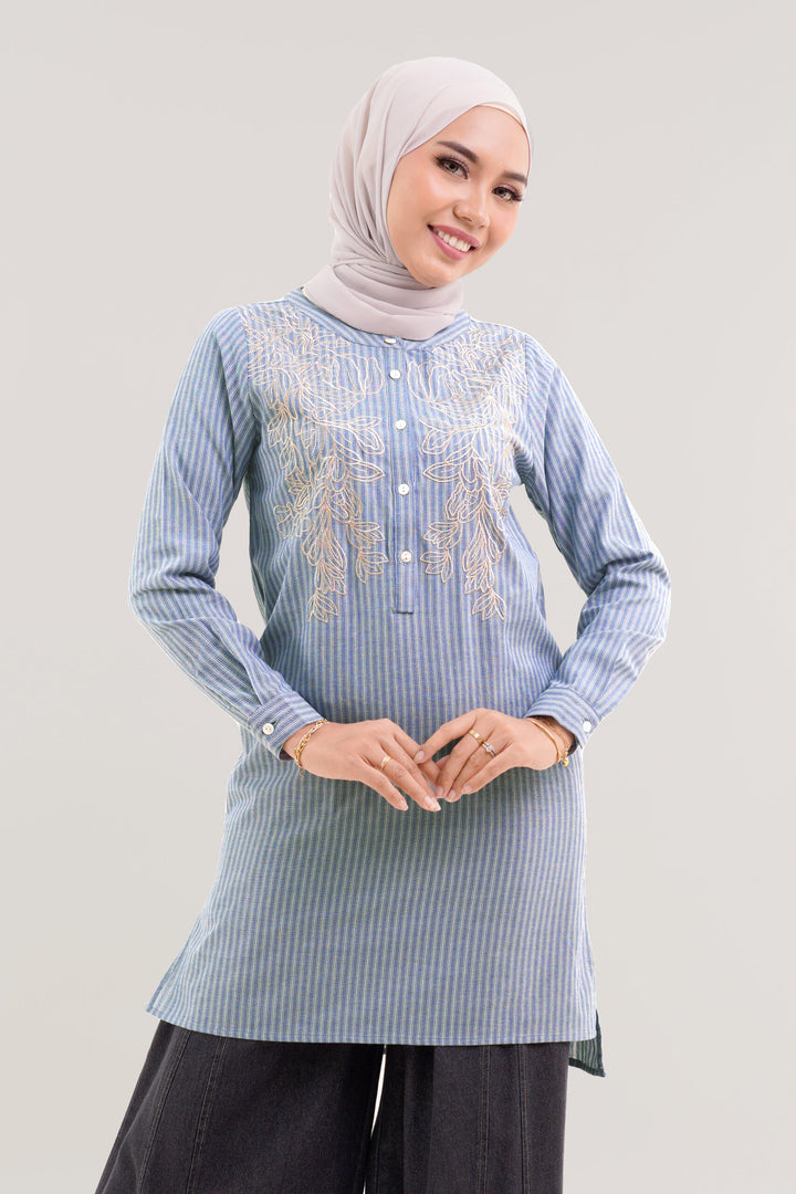 Seraphina Embroidered Blouse Blue