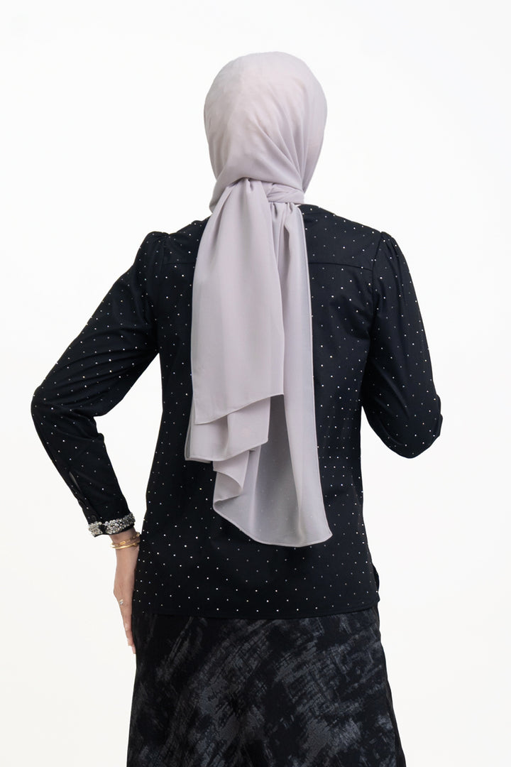 Shayla Crystal Cotton Blouse Black