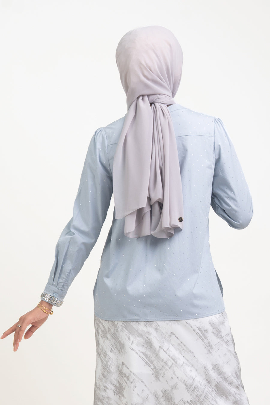 Shayla Crystal Cotton Blouse Blue