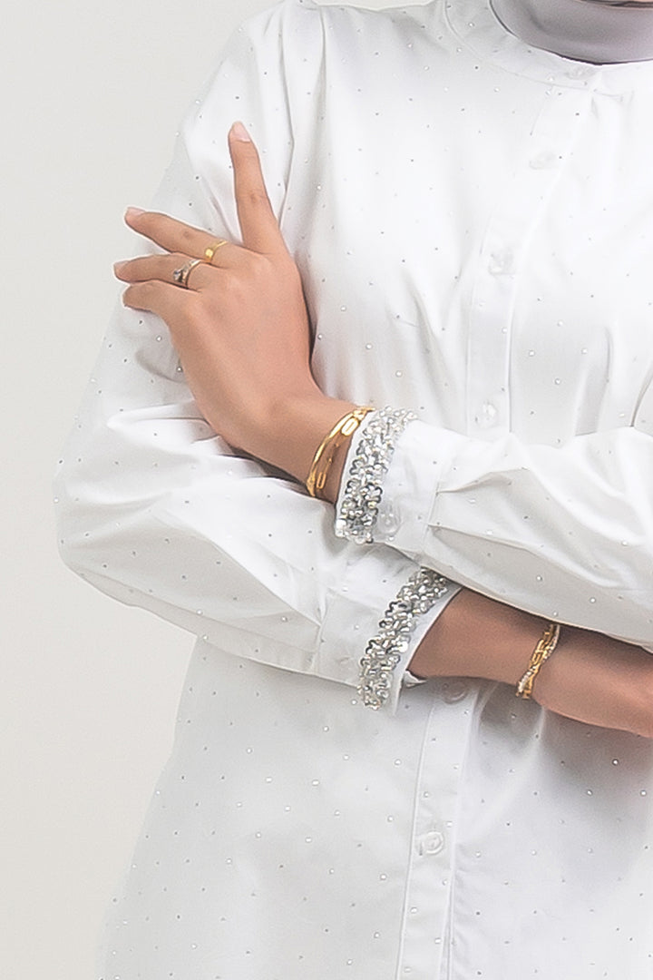 Shayla Crystal Cotton Blouse White
