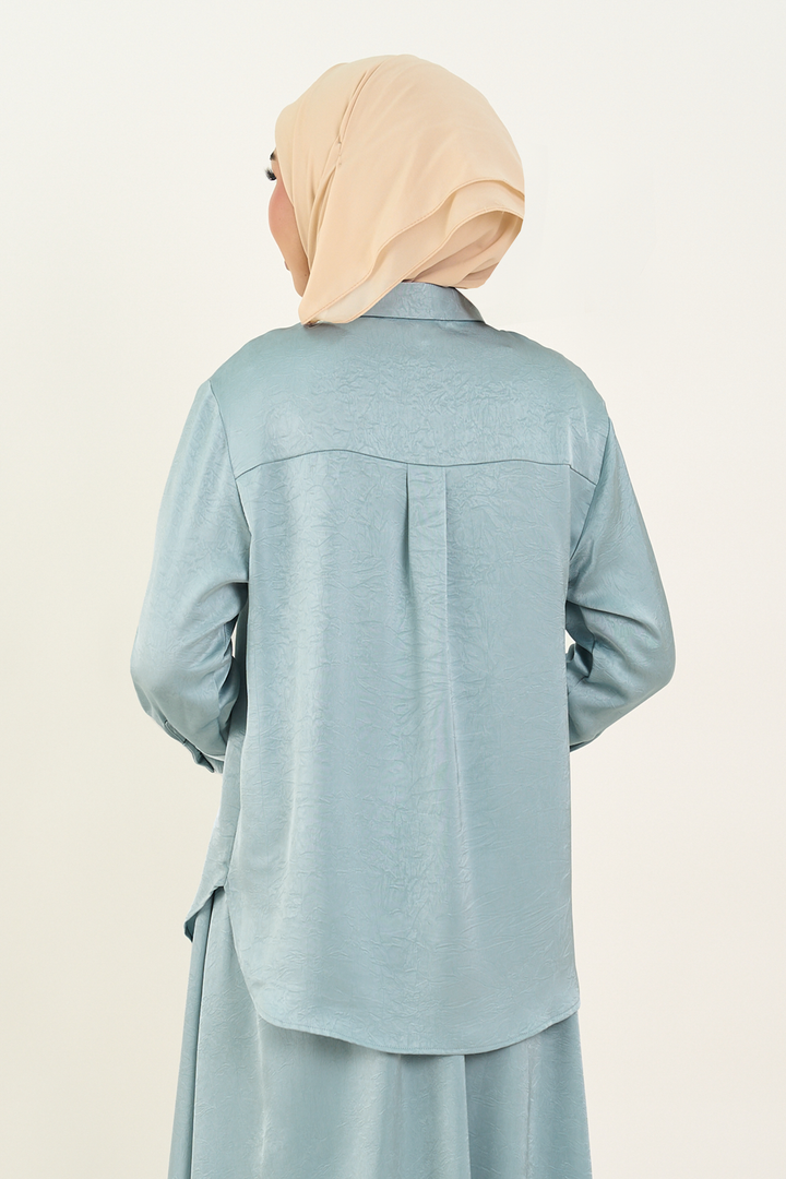 Isabelle Satin Shirt Greyish Blue