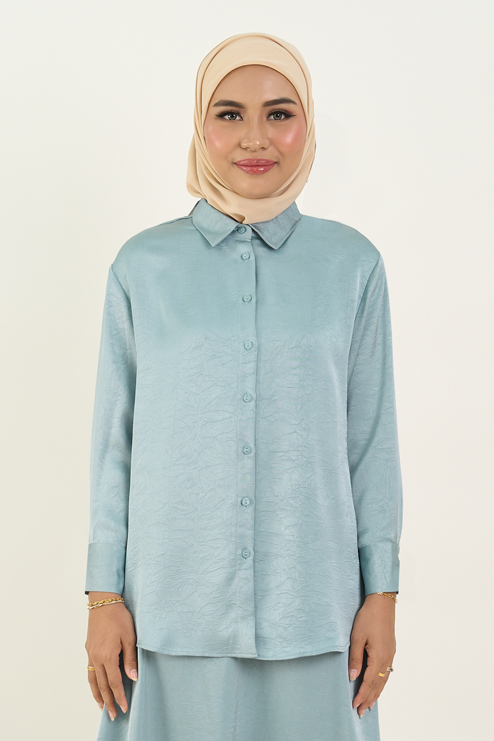 Isabelle Satin Shirt Greyish Blue