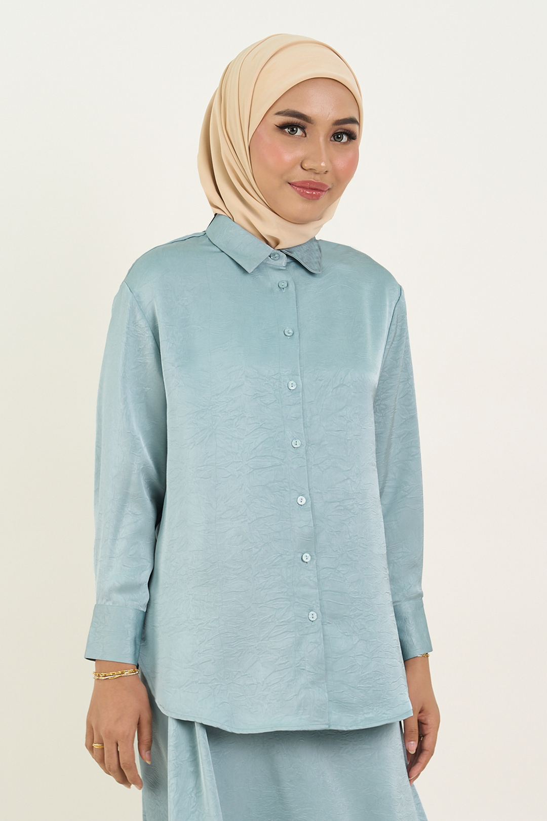 Isabelle Satin Shirt Greyish Blue