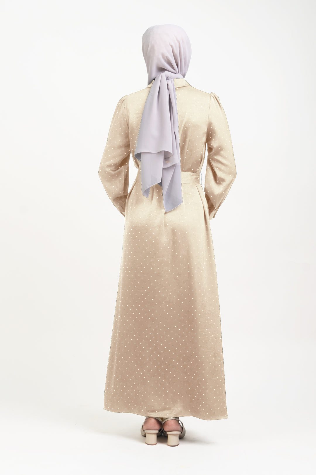 Silvie Crystal Crush Satin Dress Latte