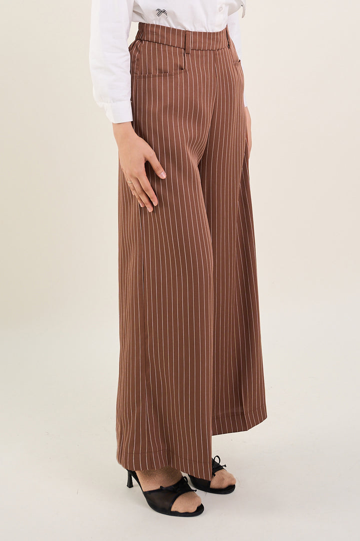 Naomi Stripe Print Pants Coffee