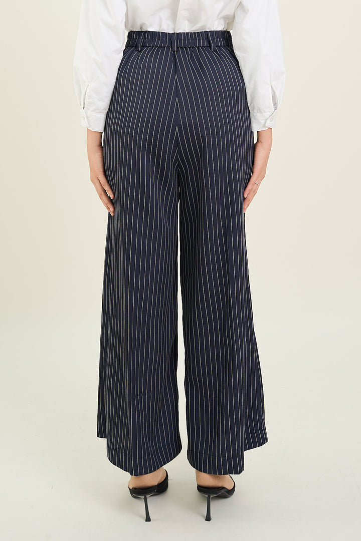 Naomi Stripe Print Pants Navy