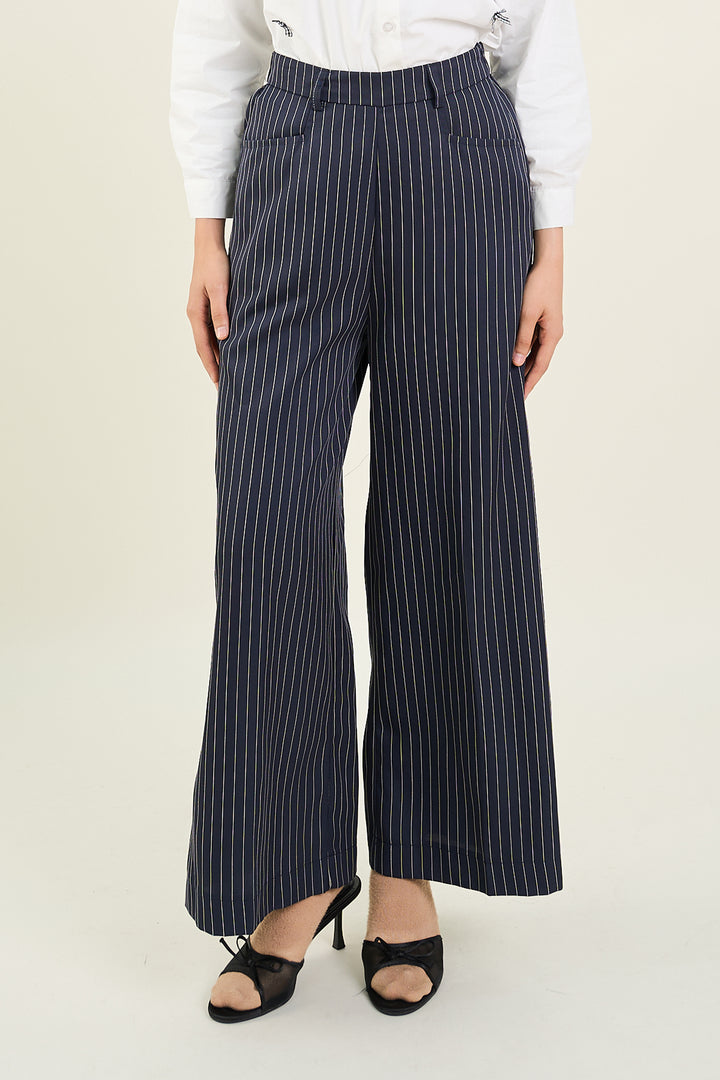 Naomi Stripe Print Pants Navy