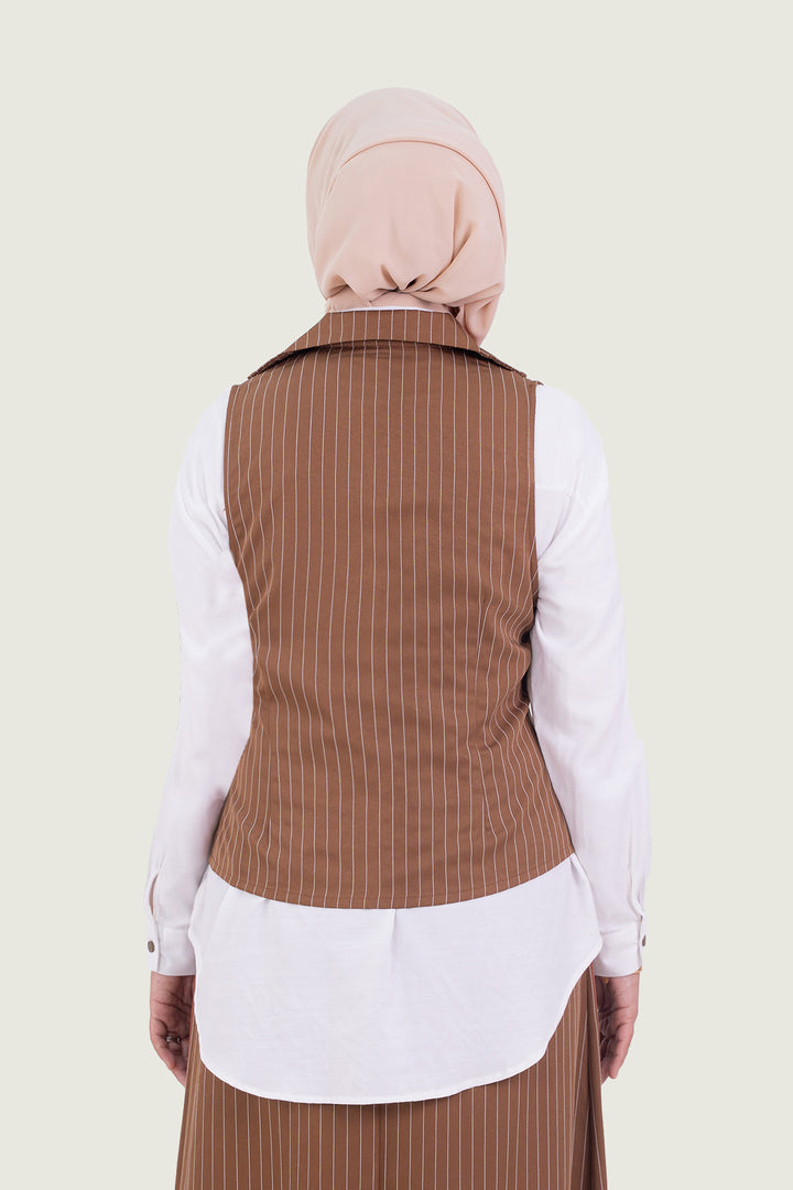 Naomi Stripe Vest Coffee