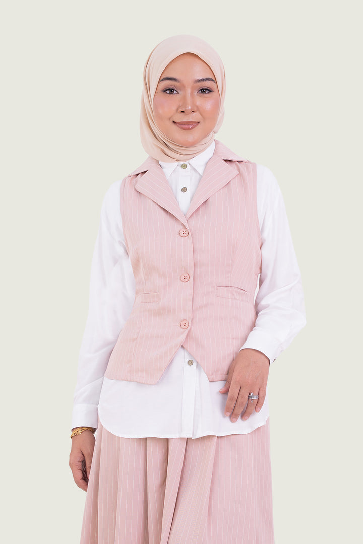 Naomi Stripe Vest Pink