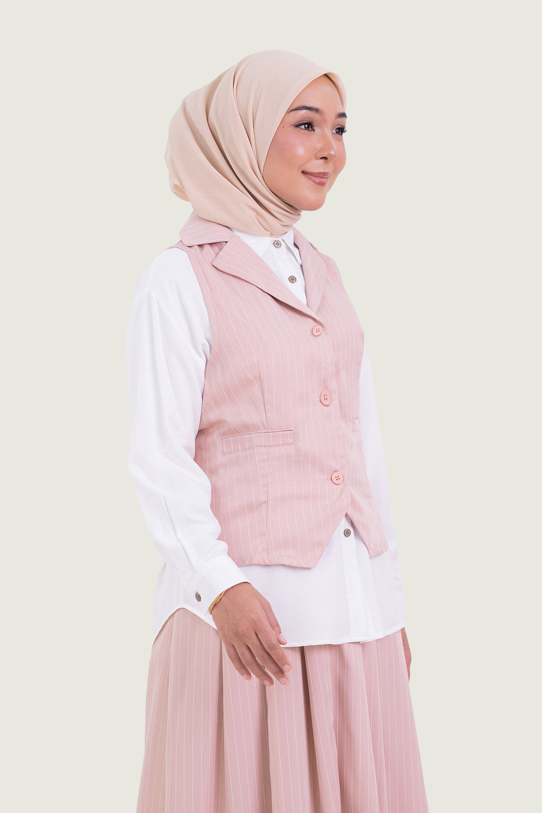 Naomi Stripe Vest Pink