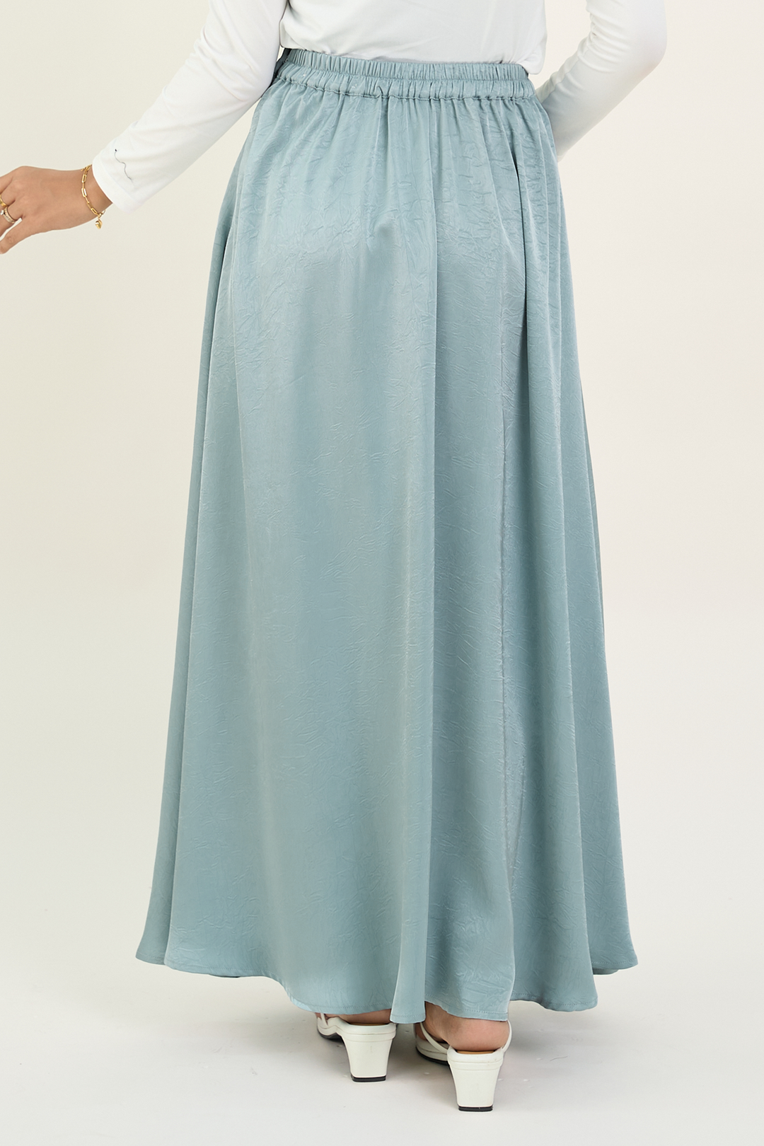 Isabelle Satin Skirt Greyish Blue