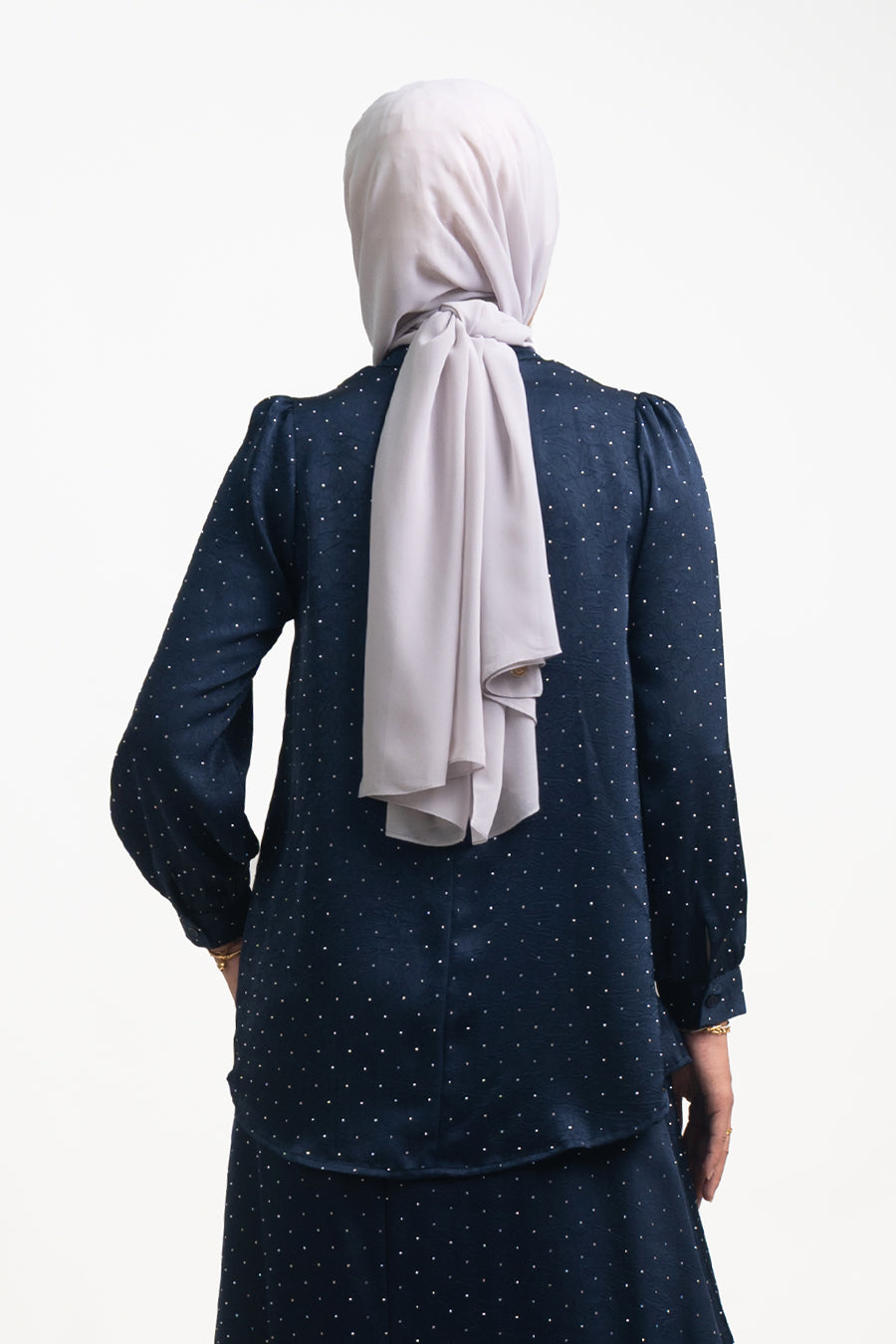 Silvie Crystal Crush Satin Blouse Navy